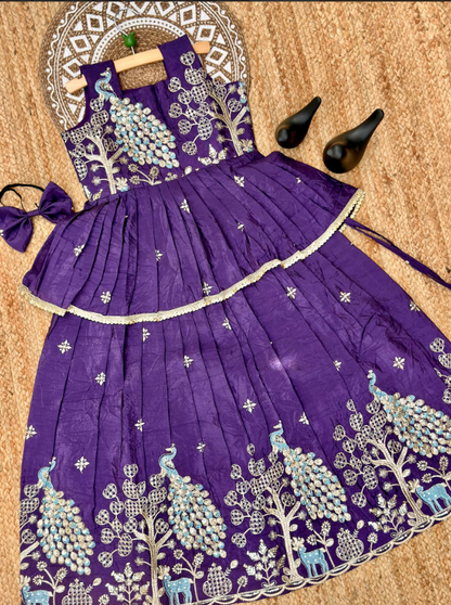 Embroidery Work Pure Gold crush Lehengha and Top for Kids