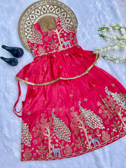 Embroidery Work Pure Gold crush Lehengha and Top for Kids