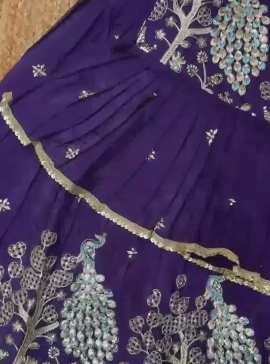 Embroidery Work Pure Gold crush Lehengha and Top for Kids